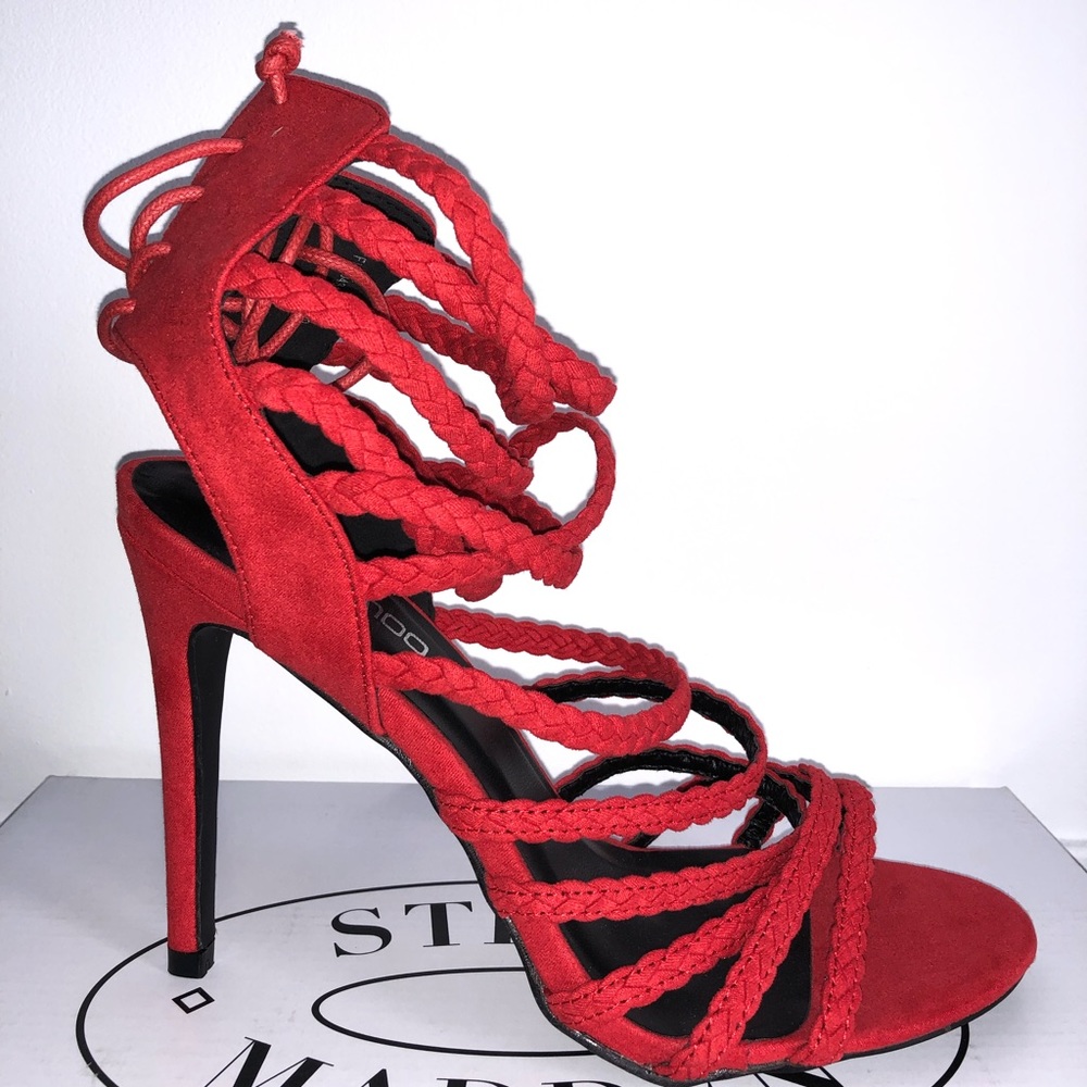 BooHoo lace up cherry heel